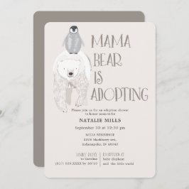 Mama Bear養子縁組Taupeニュートラル赤ちゃんシャワー 招待状