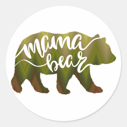 Mama bear – 背景色を選択 ラウンドシール (正面)