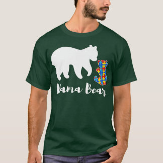 Mama Bear Autism Awareness Puzzle Piece Support Au Tシャツ