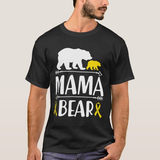 Mama Bear Childhood Cancer Awareness Mom Of A Warr Tシャツ (正面)