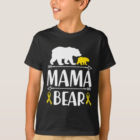 Mama Bear Childhood Cancer Awareness Mom Of A Warr Tシャツ (正面)