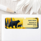 Mama Bear& Cub Mountain Landscape Return Address  ラベル (インサイチュ)