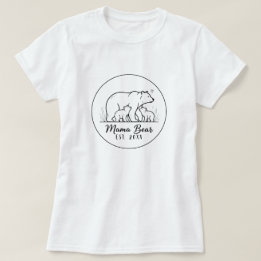 Mama Bear EST 2025 Circle Logo Line Art Tシャツ