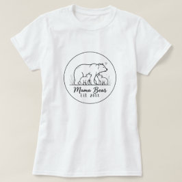 Mama Bear EST 2025 Circle Logo Line Art Tシャツ