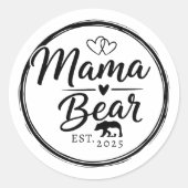 Mama Bear Est 20XX Wild Heart Line Art ラウンドシール (正面)