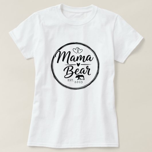 Mama Bear Est 20XX Wild Heart Line Art Tシャツ (デザイン正面)