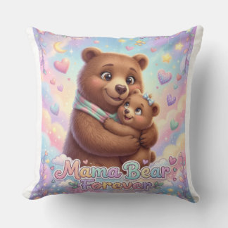 Mama Bear Forever Cute Cub Hug Pastel Rainbow Thro クッション