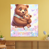 Mama Bear Forever Pastel Rainbow Nursery Wall Art  キャンバスプリント (インサイチュ (リビング))