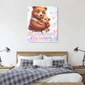 Mama Bear Forever Pastel Rainbow Nursery Wall Art  キャンバスプリント (インサイチュ (寝室))