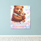 Mama Bear Forever Pastel Rainbow Nursery Wall Art  キャンバスプリント (インサイチュ (ウッドフロア))