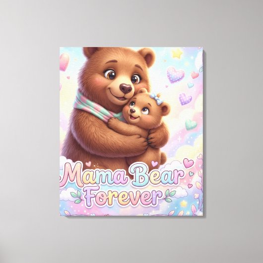 Mama Bear Forever Pastel Rainbow Nursery Wall Art  キャンバスプリント (正面)