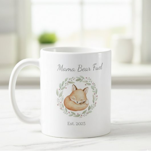 Mama Bear Fuel Watercolor Fox Mug コーヒーマグカップ