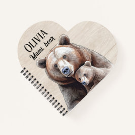 Mama Bear Heart-Shaped Personalized Notebook ノートブック