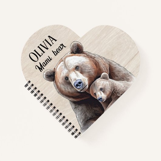 Mama Bear Heart-Shaped Personalized Notebook ノートブック (正面)