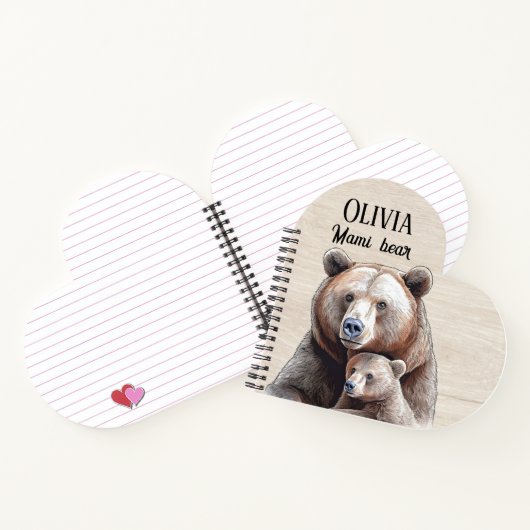 Mama Bear Heart-Shaped Personalized Notebook ノートブック (内部)