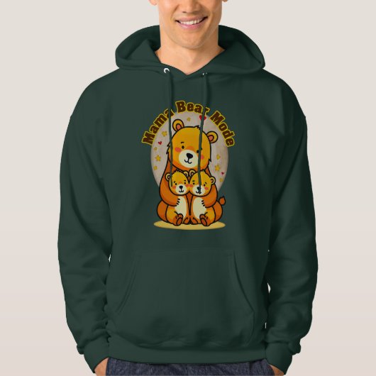 Mama Bear Mode – Cute Mother Bear Illustration パーカ (正面)