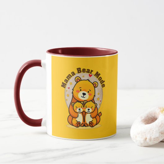 Mama Bear Mode – Cute Mother Bear Illustration マグカップ (ドーナツ)