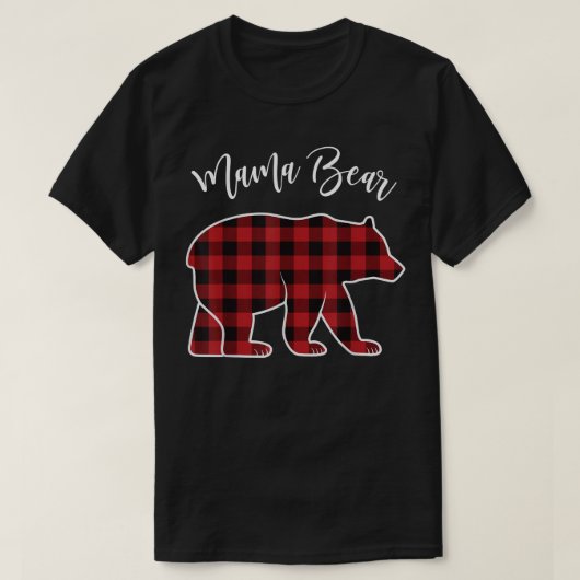 Mama Bear Pajama Red Buffalo Xmas Funny Family Chr Tシャツ (デザイン正面)