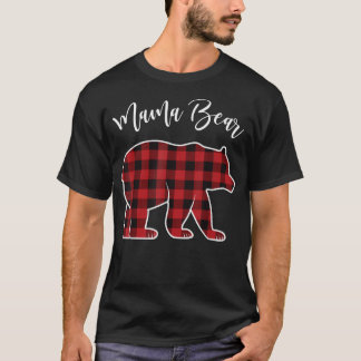 Mama Bear Pajama Red Buffalo Xmas Funny Family Chr Tシャツ