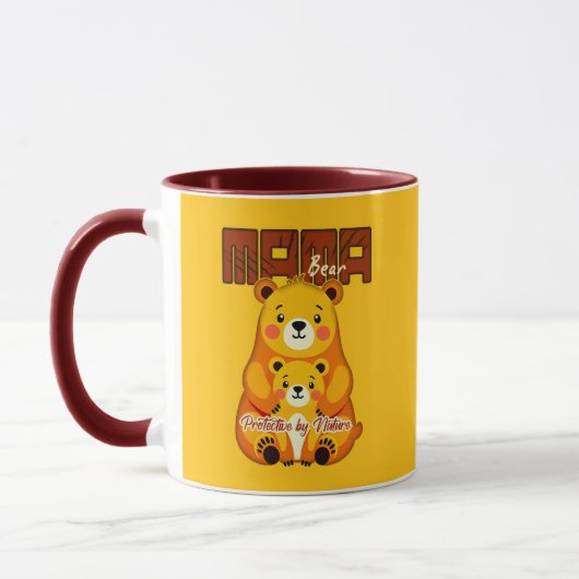 Mama Bear Protective Love – Cute Mother Bear Desig マグカップ (左)