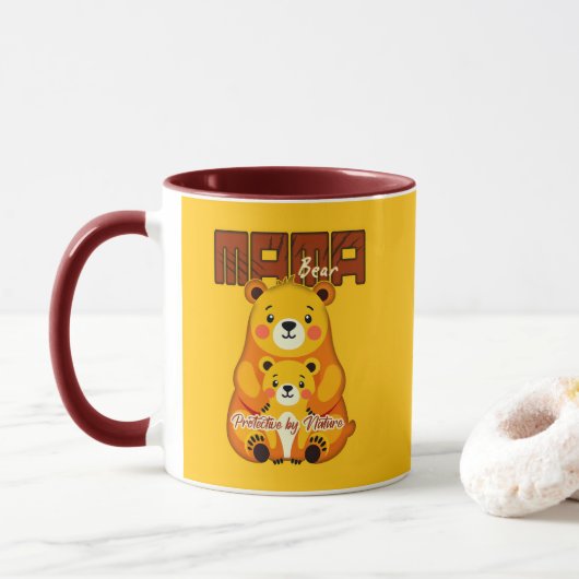 Mama Bear Protective Love – Cute Mother Bear Desig マグカップ (ドーナツ)