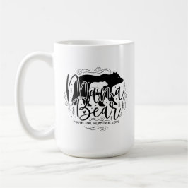 Mama Bear Protector Black & White Script Mama Bear コーヒーマグカップ