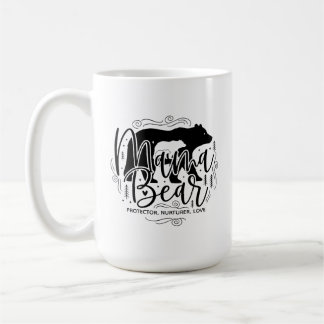 Mama Bear Protector Black & White Script Mama Bear コーヒーマグカップ