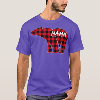 Mama Bear Red Plaid Matching Family Christmas Paja Tシャツ