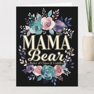 Mama Bear Ruler Of Chaos And Cuddles Floral Gift カード