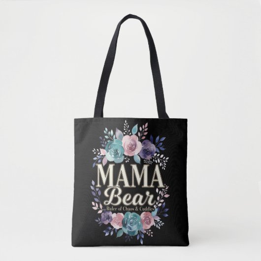 Mama Bear Ruler Of Chaos And Cuddles Floral Gift トートバッグ (正面)
