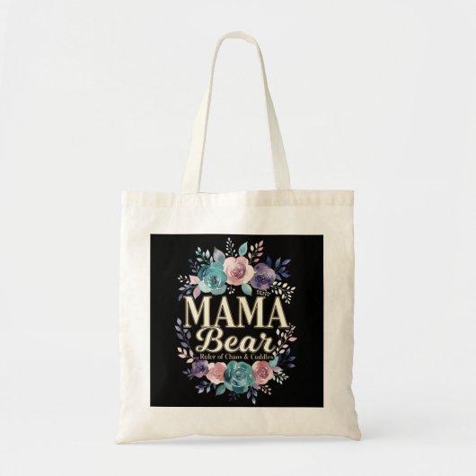Mama Bear Ruler Of Chaos And Cuddles Floral Gift トートバッグ (正面)