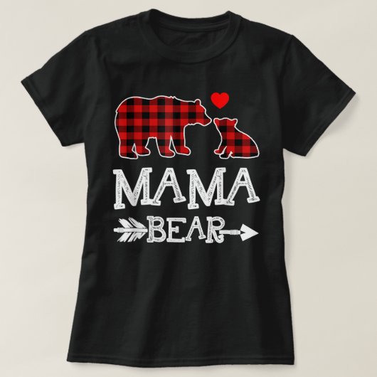 Mama Bear Shirt, Red Buffalo Plaid Grandma Bear Pa Tシャツ (デザイン正面)