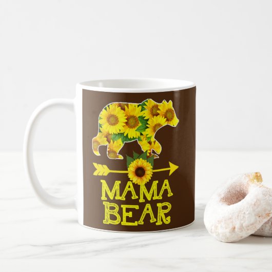 Mama Bear Sunflower Mother Father Gifts  コーヒーマグカップ (ドーナツ)