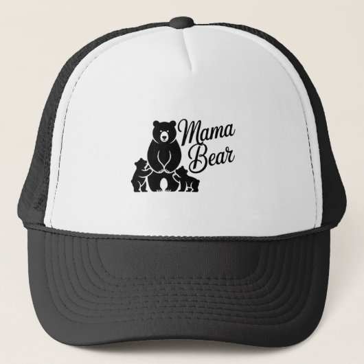 Mama Bear with Cubs Cute Family Bear キャップ (正面)