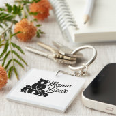 Mama Bear with Cubs Cute Family Bear キーホルダー (正面右)