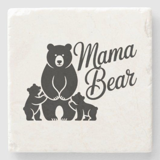 Mama Bear with Cubs Cute Family Bear ストーンコースター (正面)