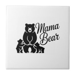 Mama Bear with Cubs Cute Family Bear タイル