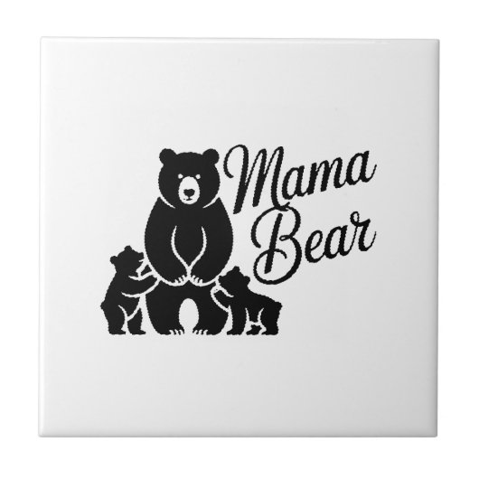 Mama Bear with Cubs Cute Family Bear タイル (正面)