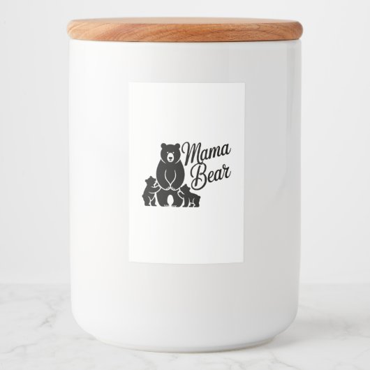 Mama Bear with Cubs Cute Family Bear フードラベル (正面)
