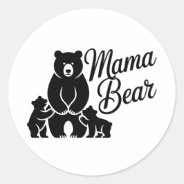 Mama Bear with Cubs Cute Family Bear ラウンドシール