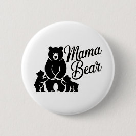 Mama Bear with Cubs Cute Family Bear 缶バッジ