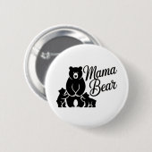Mama Bear with Cubs Cute Family Bear 缶バッジ (正面&裏面)