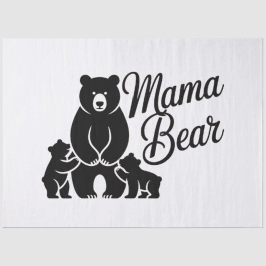 Mama Bear with Cubs Cute Family Bear 薄葉紙 (正面)