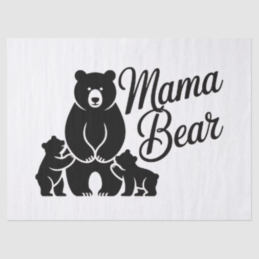 Mama Bear with Cubs Cute Family Bear 薄葉紙 (正面)