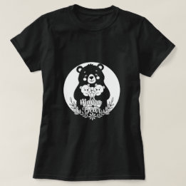 Mama Bear with Two Cubs Heart Line Art Design Tシャツ