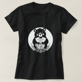 Mama Bear with Two Cubs Heart Line Art Design Tシャツ