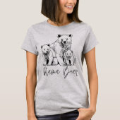 Mama Bear with Two Cubs Sketch Art T-Shirt Tシャツ (正面)
