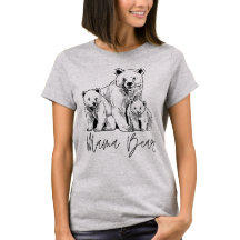 Mama Bear with Two Cubs Sketch Art T-Shirt
