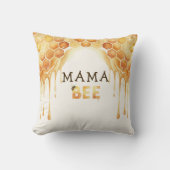Mama Bee Honeycomb Honey Drip Baby Shower クッション (正面)