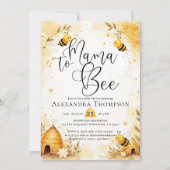 Mama Bee Summer Hive Bumblebee Script Baby Shower 招待状 (正面)